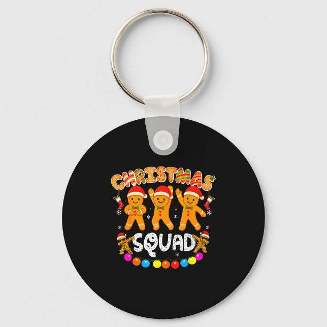 Christmas Squad Funny Xmas Gingerbread Family Matc Keychain (Front)