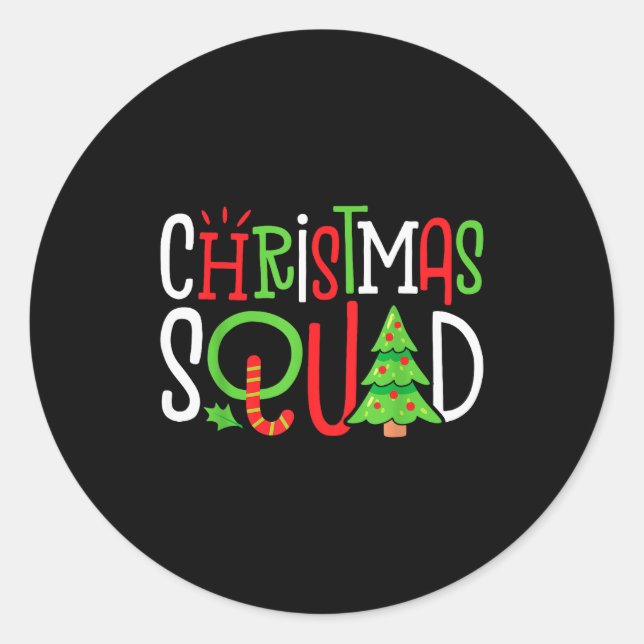 Christmas Squad Funny Xmas Tree Family Matching Pa Classic Round Sticker (Front)