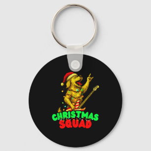 Christmas Squad Golden Retriever Dog Playing Guita Keychain