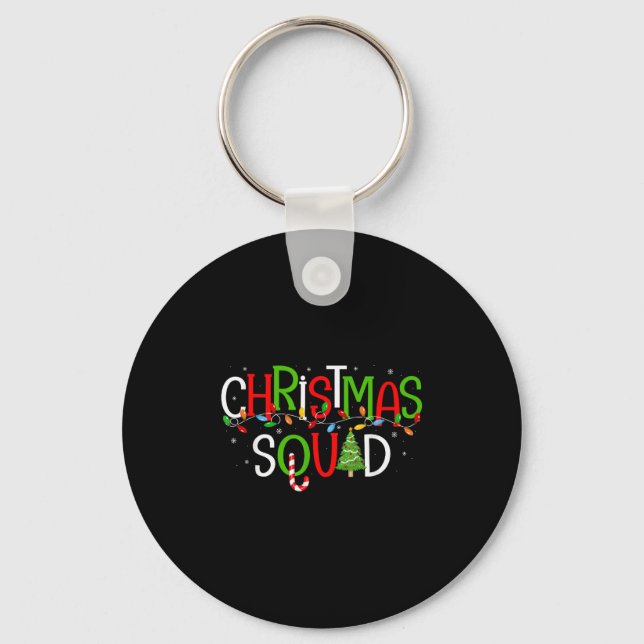 Christmas Squad Matching Family Group Santa Elf Sq Keychain (Front)
