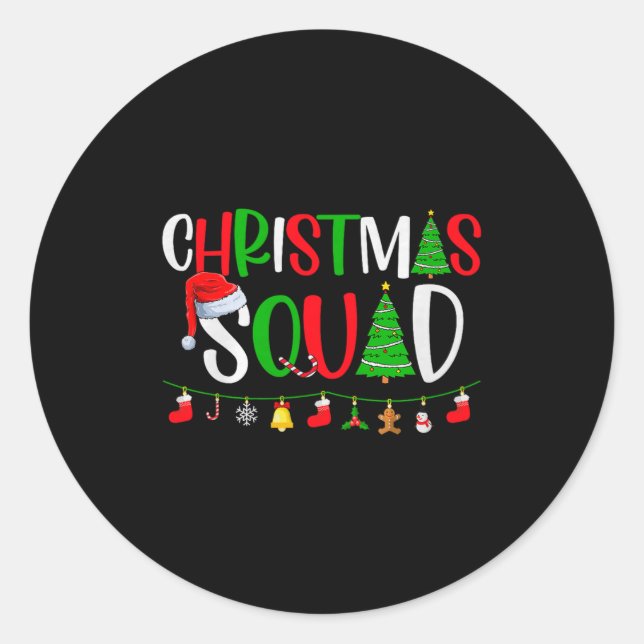 Christmas Squad Matching Family Group Xmas Decor H Classic Round Sticker (Front)