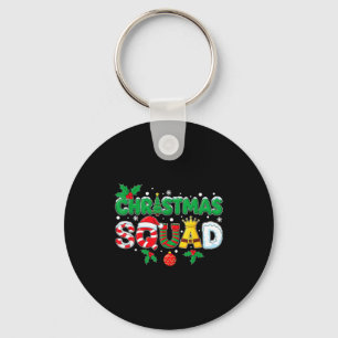 Christmas Squad Merry Xmas Family Holiday Snow Elf Keychain