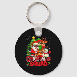 Christmas Squad Plaid Santa Snowman Elf Rudolph Xm Keychain