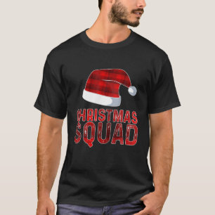 Christmas Squad Red Plaid Santa Claus Hat Pajama F T-Shirt