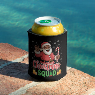 Christmas Squad Santa Afro Man Proud Black African Can Cooler