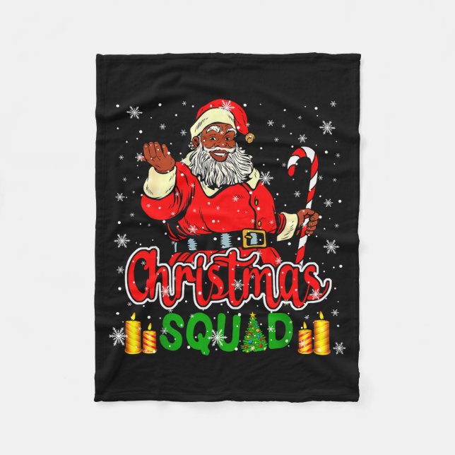 Christmas Squad Santa Afro Man Proud Black African Fleece Blanket (Front)
