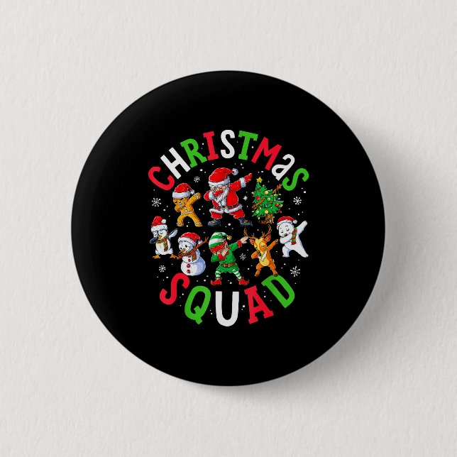 Christmas Squad Santa Dabbing Elf Family Matching  2 Inch Round Button (Front)