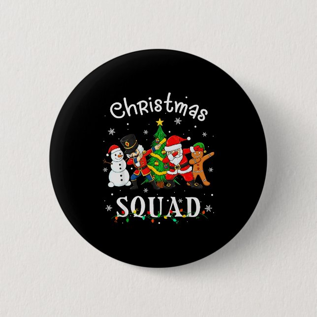 Christmas Squad Santa Dabbing Elf Family Matching  2 Inch Round Button (Front)