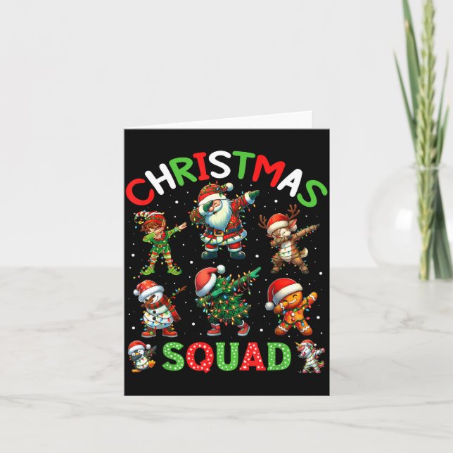 Christmas Squad Santa Dabbing Elf Family Matching  Card (Front)