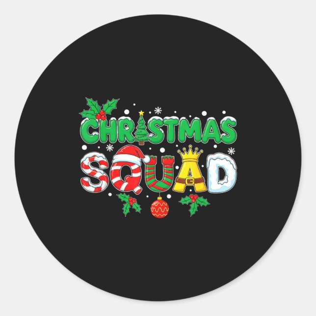 Christmas Squad Santa Dabbing Elf Family Matching  Classic Round Sticker (Front)