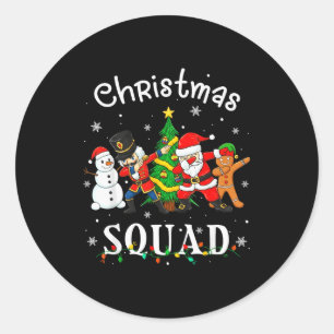 Christmas Squad Santa Dabbing Elf Family Matching  Classic Round Sticker
