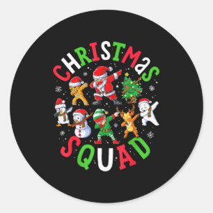 Christmas Squad Santa Dabbing Elf Family Matching  Classic Round Sticker