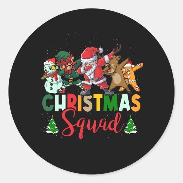 Christmas Squad Santa Dabbing Elf Family Matching  Classic Round Sticker (Front)