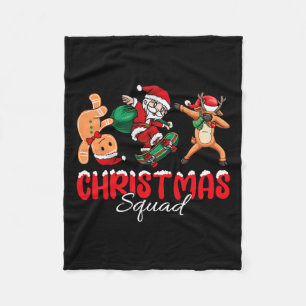 Christmas Squad Santa Dabbing Elf Family Matching  Fleece Blanket