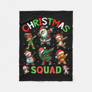 Christmas Squad Santa Dabbing Elf Family Matching  Fleece Blanket