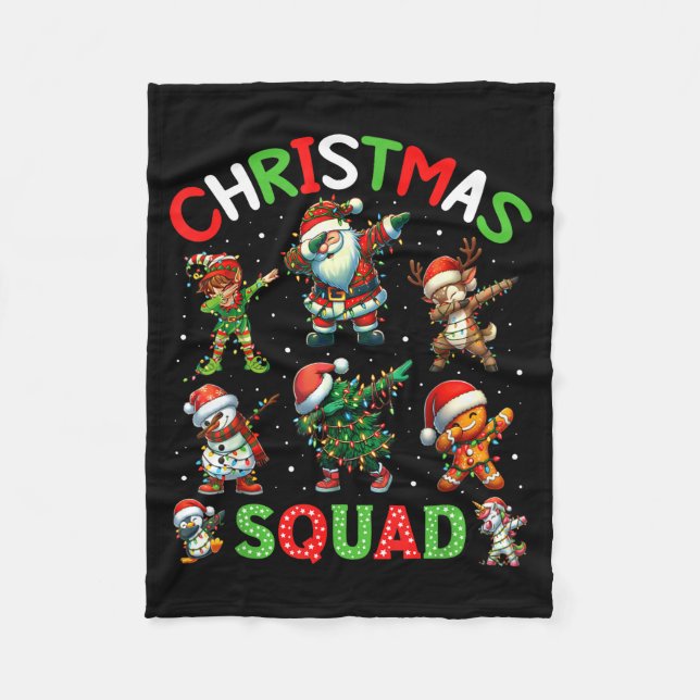 Christmas Squad Santa Dabbing Elf Family Matching  Fleece Blanket (Front)