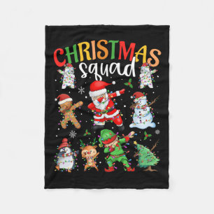 Christmas Squad Santa Dabbing Elf Family Matching Fleece Blanket