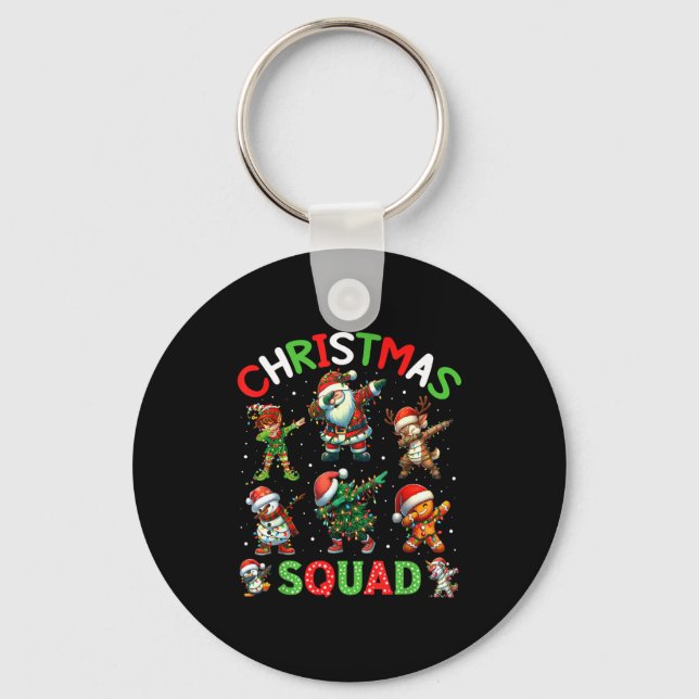Christmas Squad Santa Dabbing Elf Family Matching  Keychain (Front)
