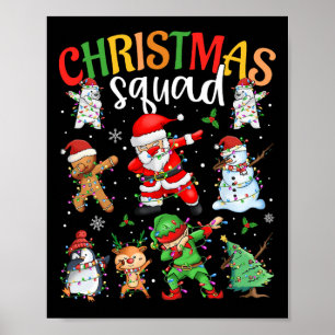 Christmas Squad Santa Dabbing Elf Family Matching  Poster
