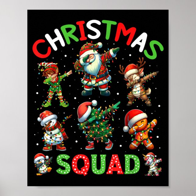 Christmas Squad Santa Dabbing Elf Family Matching  Poster (Front)