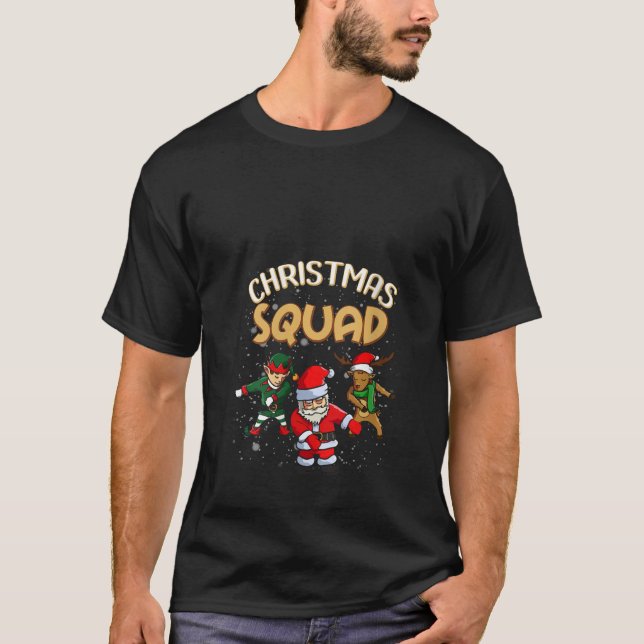 Christmas Squad Santa Dabbing Elf Family Matching  T-Shirt (Front)