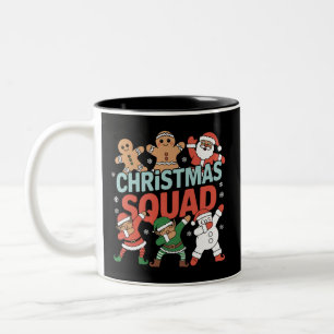 Christmas Squad Santa Dabbing Elf Family Matching  Two-Tone Coffee Mug