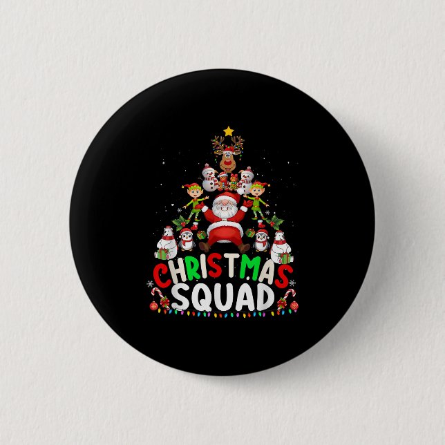 Christmas Squad Santa Elf Tree Xmas Family Matchin 2 Inch Round Button (Front)