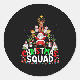 Christmas Squad Santa Elf Tree Xmas Family Matchin Classic Round Sticker