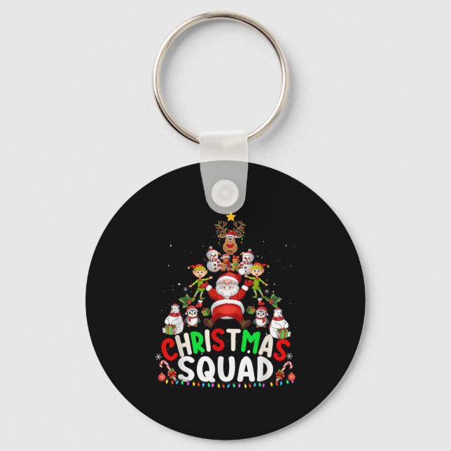 Christmas Squad Santa Elf Tree Xmas Family Matchin Keychain (Front)