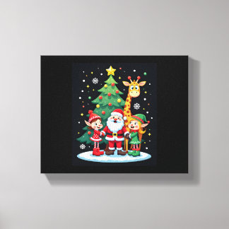 Christmas Squad Santa Giraffe Elf Dabbing Matching Canvas Print