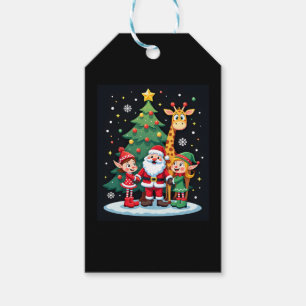 Christmas Squad Santa Giraffe Elf Dabbing Matching Gift Tags