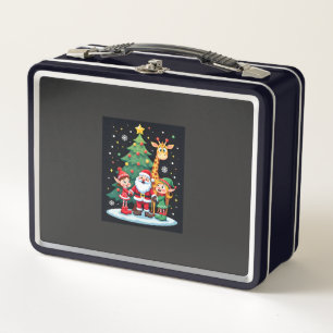 Christmas Squad Santa Giraffe Elf Dabbing Matching Metal Lunch Box