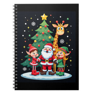 Christmas Squad Santa Giraffe Elf Dabbing Matching Notebook