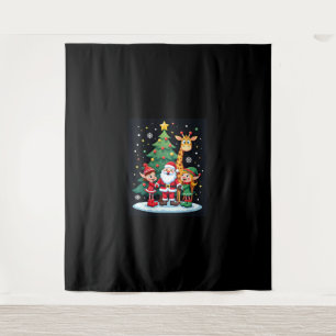 Christmas Squad Santa Giraffe Elf Dabbing Matching Tapestry