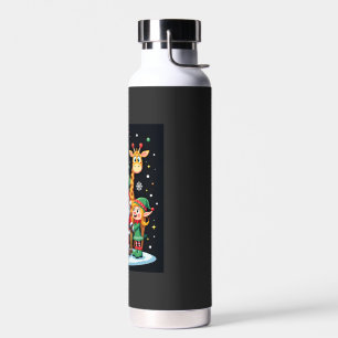 Christmas Squad Santa Giraffe Elf Dabbing Matching Water Bottle