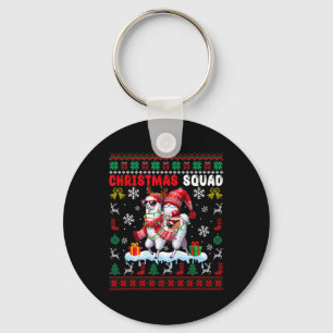 Christmas Squad Santa Gnome Riding Llama Reindeer  Keychain