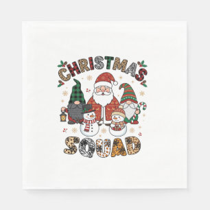 Christmas Squad Santa Gnomes Snowmen Leopard Zebra Napkin