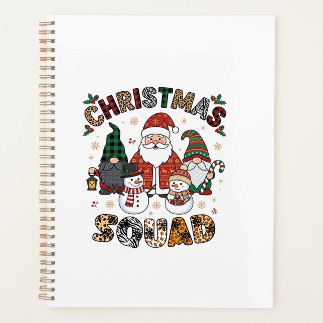 Christmas Squad Santa Gnomes Snowmen Leopard Zebra Planner (Front)