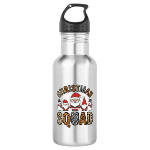 Christmas Squad Santa Snowman Leopard Print Design 532 Ml Water Bottle