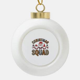 Christmas Squad Santa Snowman Leopard Print Design Ceramic Ball Christmas Ornament