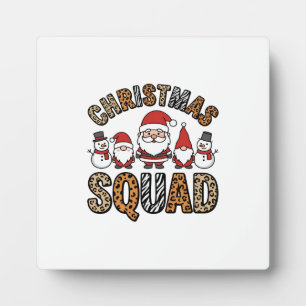 Christmas Squad Santa Snowman Leopard Print Design Plaque