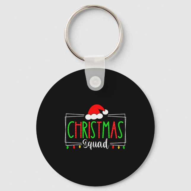 Christmas Squad Xmas Santa Hat Family Matching Paj Keychain (Front)