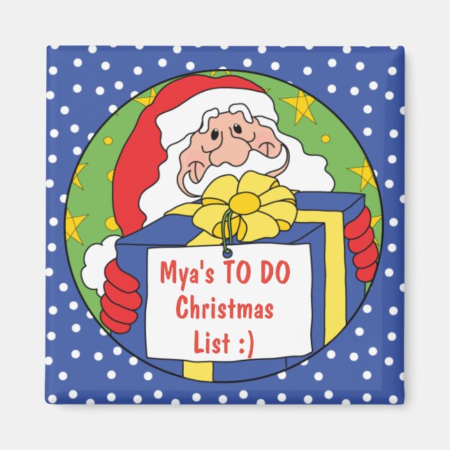 Christmas Square Magnet Santa's Gift (Front)