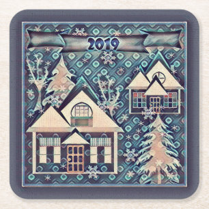 Christmas Square Paper Coaster