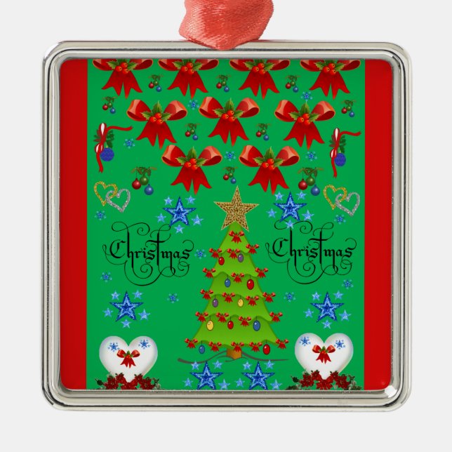 Christmas square premium ornament green (Front)