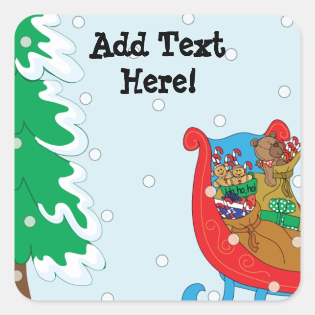 Christmas Square Stickers. Personalize. Sticker (Front)