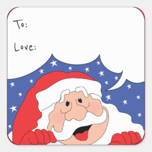 Christmas Square Stickers Santa Says Personalize