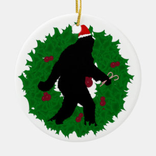 Christmas Squatchin' Ceramic Ornament