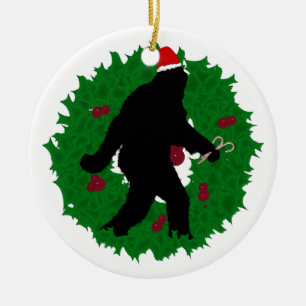 Christmas Squatchin' Ceramic Ornament