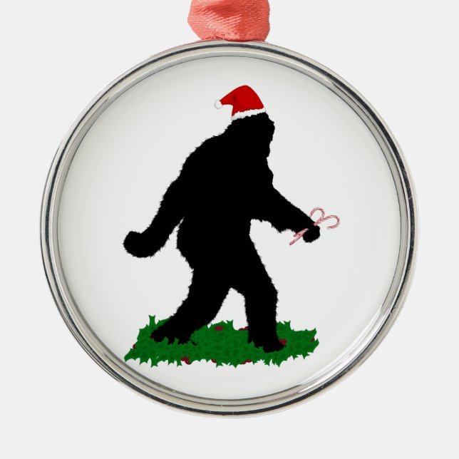 Christmas Squatchin' Metal Ornament (Front)